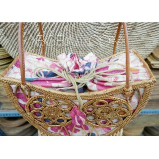 handmade fashion ata grass rattan handwoven balinese fan design